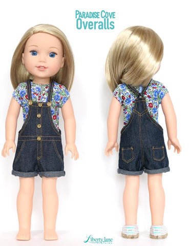 Liberty Jane WellieWishers Paradise Cove Overalls 14 - 14.5 inch Doll Clothes Pattern Pixie Faire