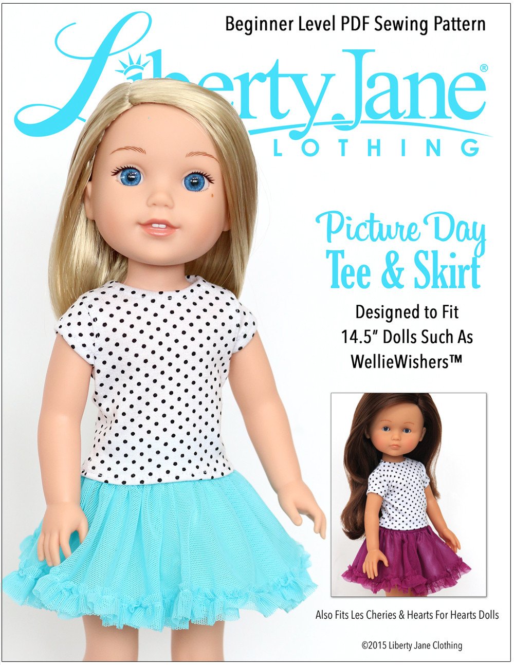 Picture Day Tee and Skirt Doll Clothes Pattern for WellieWishers Dolls picture-day-tee-and-skirt-doll-clothes-pattern-for-welliewishers-dolls