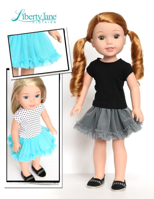 Liberty Jane WellieWishers Picture Day Tee and Skirt 14.5 Inch Doll Clothes Pattern Pixie Faire