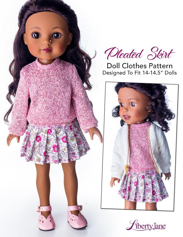 Liberty Jane WellieWishers Pleated Skirt 14.5" Doll Clothes Pattern Pixie Faire