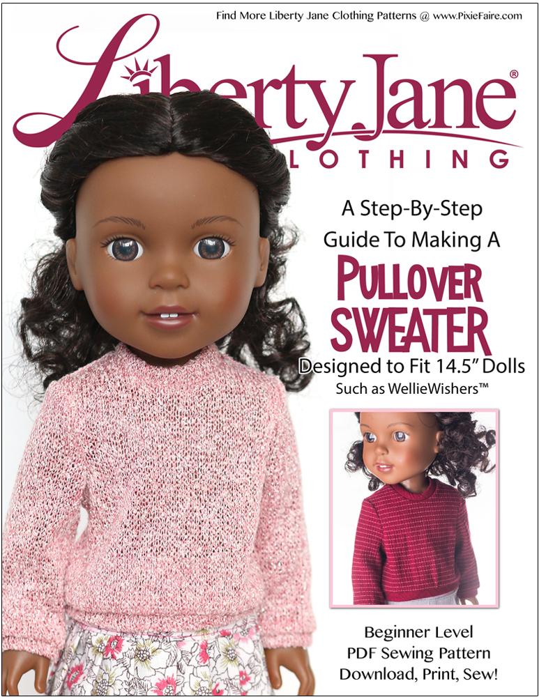 Liberty Jane WellieWishers Pullover Sweater 14.5" Doll Clothes Pattern Pixie Faire