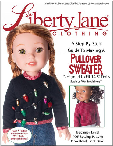 Liberty Jane WellieWishers Pullover Sweater 14.5" Doll Clothes Pattern Pixie Faire