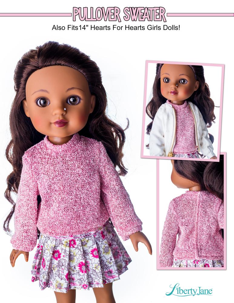 Liberty Jane WellieWishers Pullover Sweater 14.5" Doll Clothes Pattern Pixie Faire