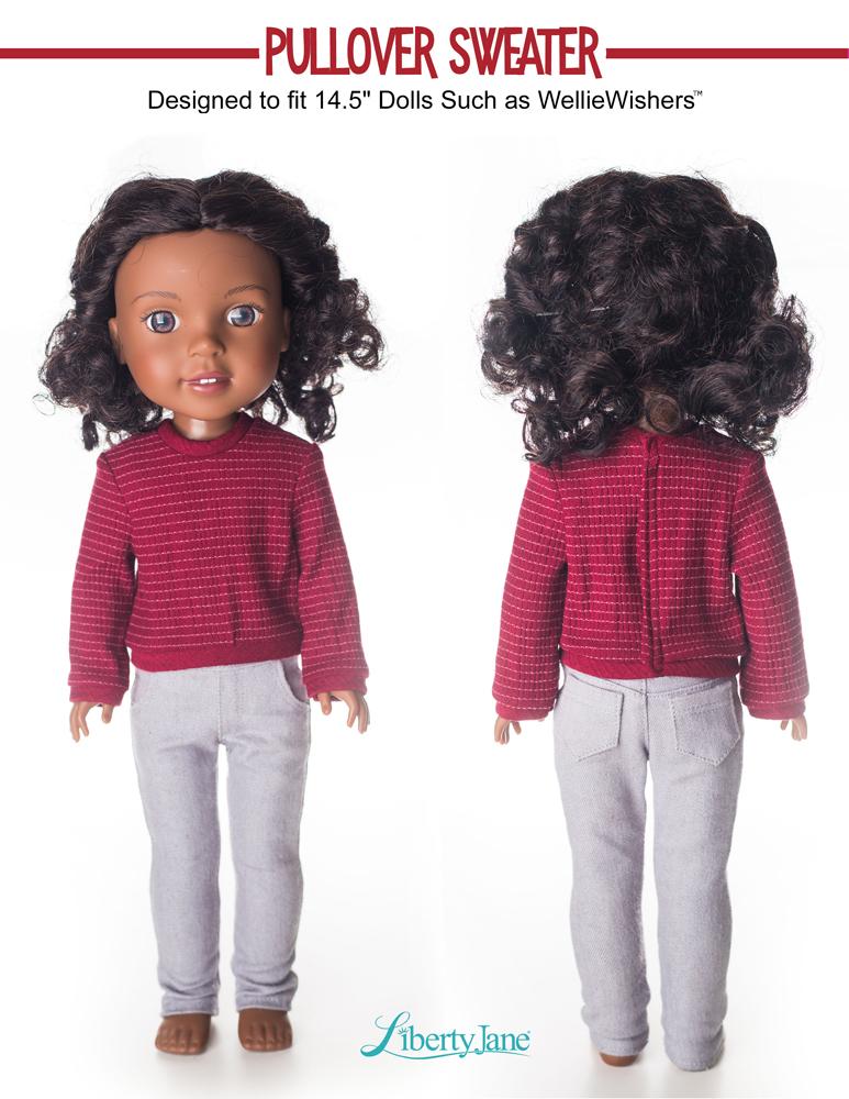 Liberty Jane WellieWishers Pullover Sweater 14.5" Doll Clothes Pattern Pixie Faire
