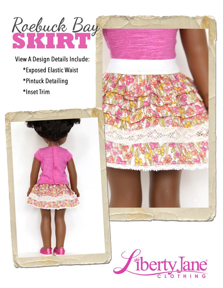 Liberty Jane WellieWishers Roebuck Bay Skirt 14-14.5" DollClothes Pattern Pixie Faire