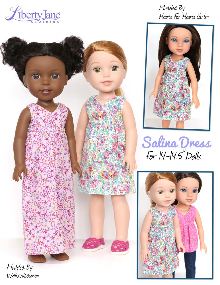 Liberty Jane WellieWishers Salina Dress and Top 14 -14.5 Inch Doll Clothes Pattern Pixie Faire