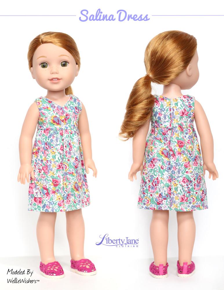 Liberty Jane WellieWishers Salina Dress and Top 14 -14.5 Inch Doll Clothes Pattern Pixie Faire