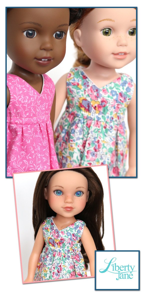 Liberty Jane WellieWishers Salina Dress and Top 14 -14.5 Inch Doll Clothes Pattern Pixie Faire