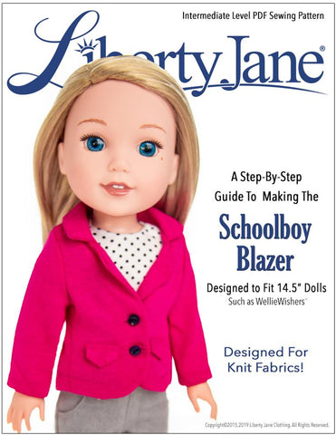 Liberty Jane WellieWishers Schoolboy Blazer 14.5" Doll Clothes Pattern Pixie Faire