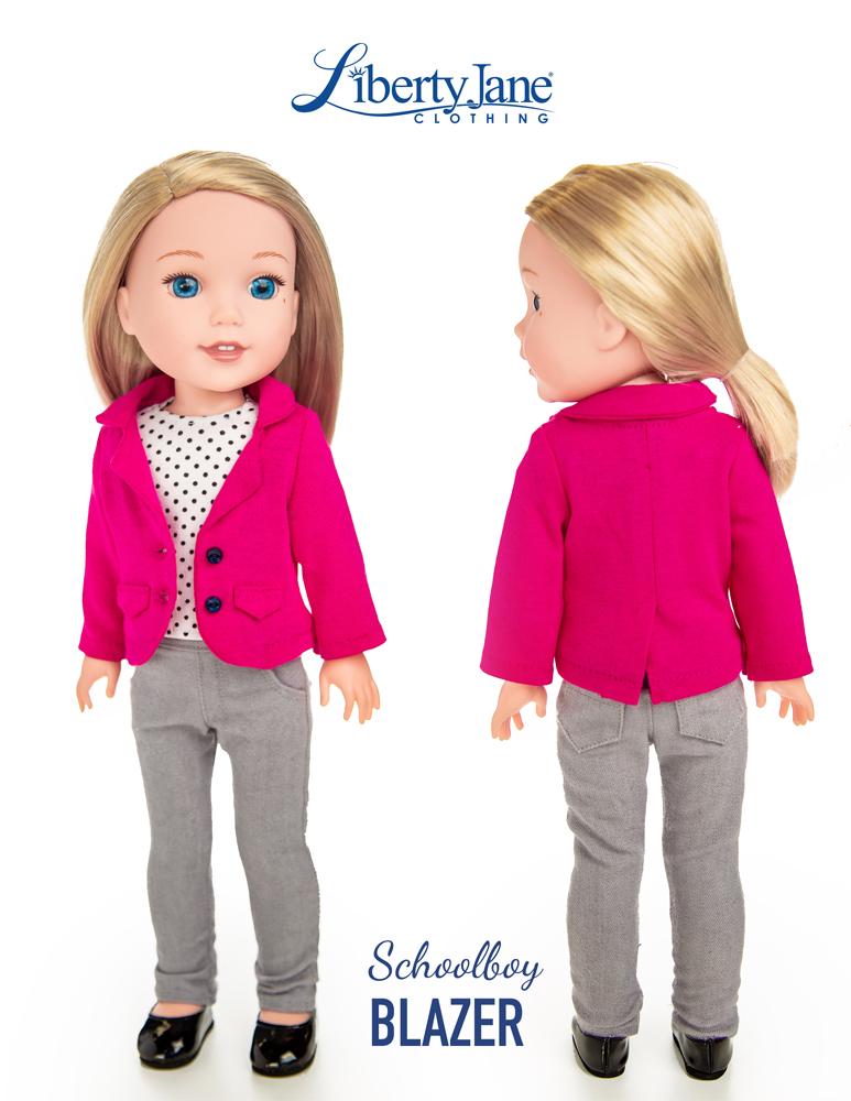 Liberty Jane WellieWishers Schoolboy Blazer 14.5" Doll Clothes Pattern Pixie Faire