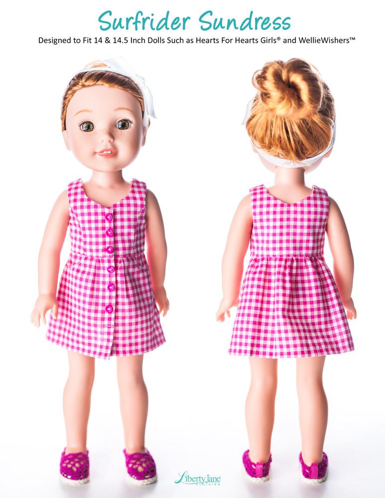 Liberty Jane WellieWishers Surfrider Sundress and Romper 14-14.5" Doll Clothes Pattern Pixie Faire