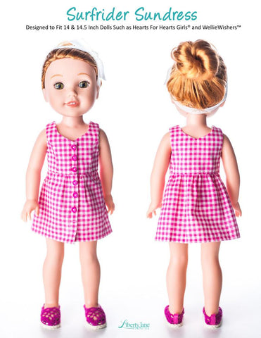 Liberty Jane WellieWishers Surfrider Sundress and Romper 14-14.5" Doll Clothes Pattern Pixie Faire