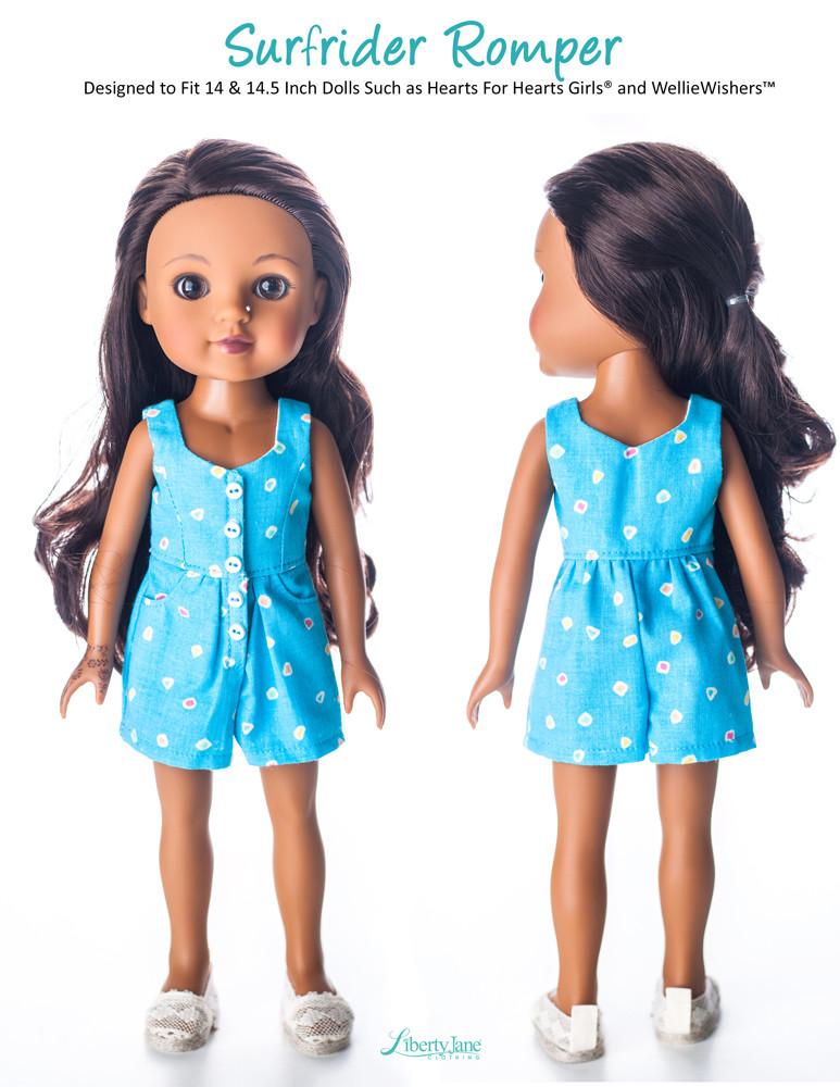 Liberty Jane WellieWishers Surfrider Sundress and Romper 14-14.5" Doll Clothes Pattern Pixie Faire