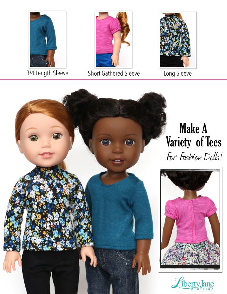 Liberty Jane WellieWishers T-Shirt Variations 14.5 -15 Inch Doll Clothes Pattern Pixie Faire