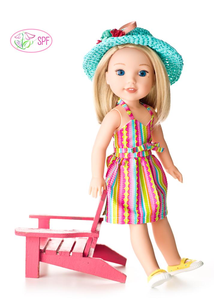 Sweet Pea Fashions WellieWishers Wrap & Tie Halter Dress and Top 14-14.5" Doll Clothes Pattern Pixie Faire