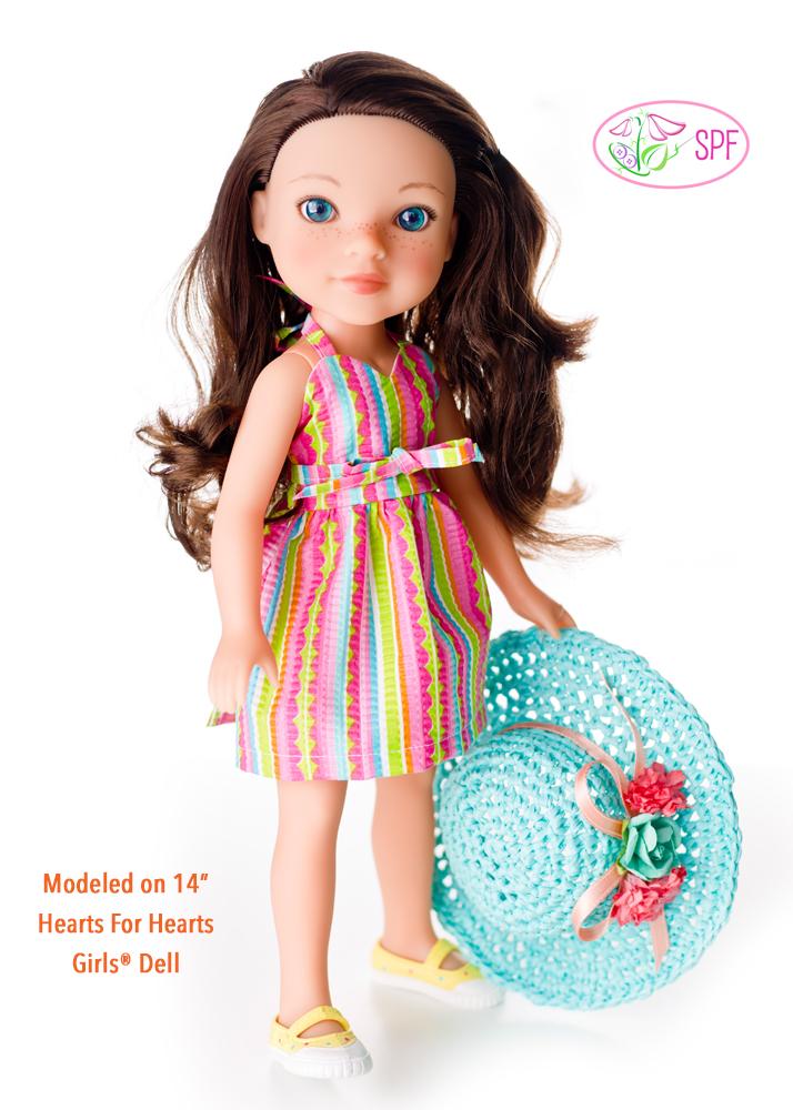 Sweet Pea Fashions WellieWishers Wrap & Tie Halter Dress and Top 14-14.5" Doll Clothes Pattern Pixie Faire