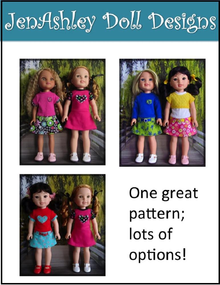 Jen Ashley Doll Designs WellieWishers Ella Rose Dress Pattern for 14-14.5 Inch Dolls Pixie Faire
