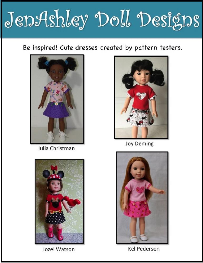 Jen Ashley Doll Designs WellieWishers Ella Rose Dress Pattern for 14-14.5 Inch Dolls Pixie Faire