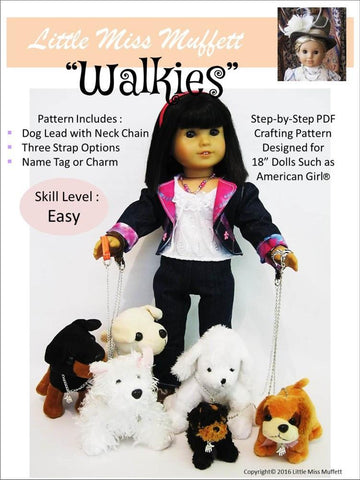 Little Miss Muffett 18 Inch Modern "Walkies" Dog Lead 18" Doll Pet Accessory Pattern Pixie Faire