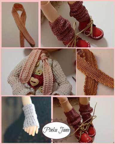Pinku Jane Blythe/Pullip Cold Weather Accessories Crochet Pattern For 12" Blythe Dolls Pixie Faire