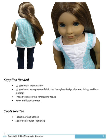Seams to Streams 18 Inch Modern A Crinkle In Time Tunic 18" Doll Clothes Pattern Pixie Faire