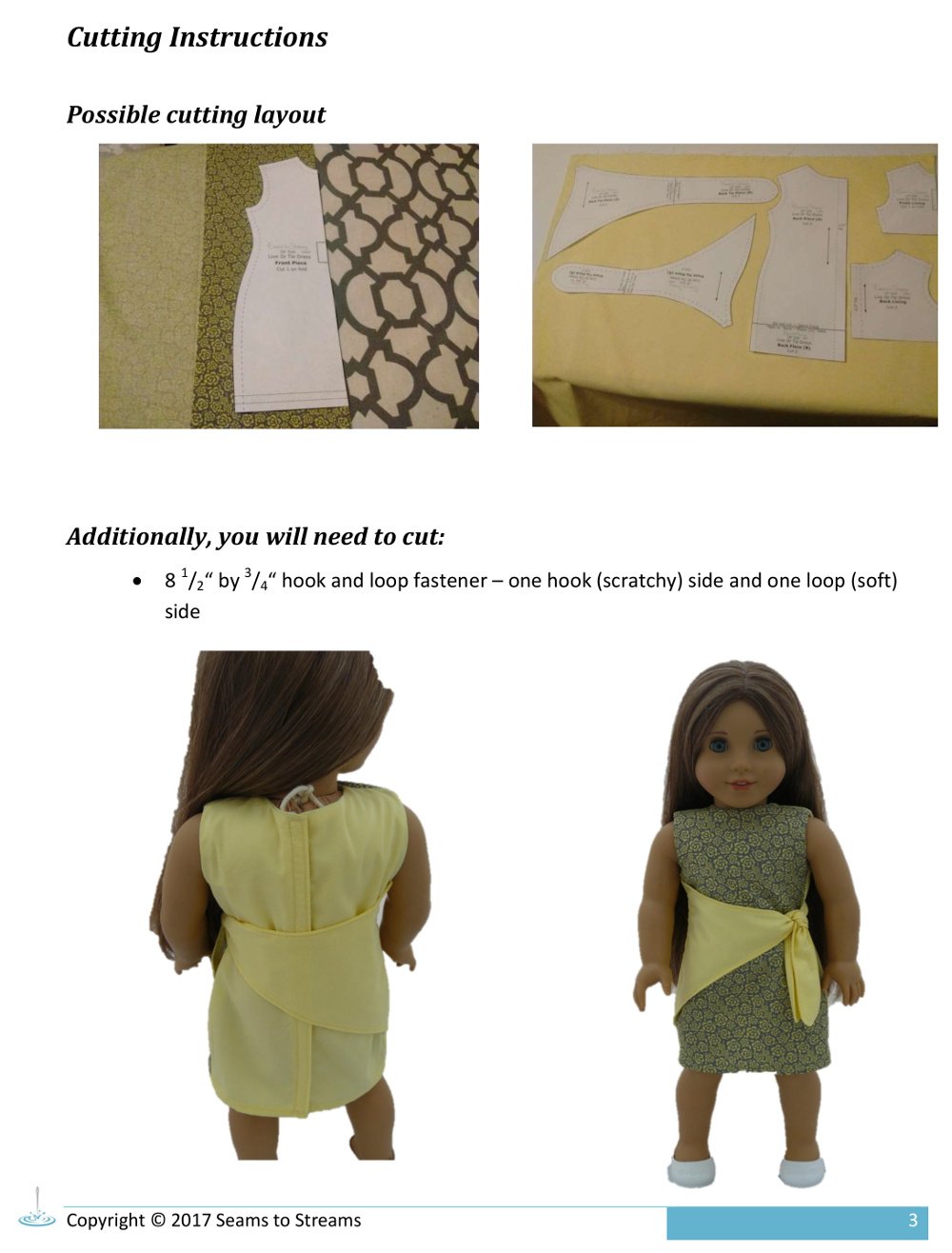 Seams to Streams 18 Inch Modern Knot What I Expected Dress 18" Doll Clothes Pattern Pixie Faire