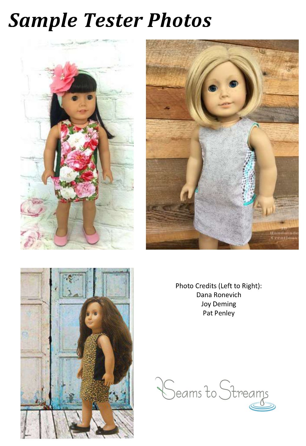Seams to Streams 18 Inch Modern A Stitch In My Side Pocket Dress 18" Doll Clothes Pattern Pixie Faire