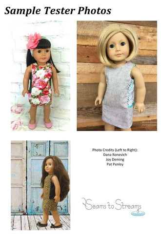 Seams to Streams 18 Inch Modern A Stitch In My Side Pocket Dress 18" Doll Clothes Pattern Pixie Faire