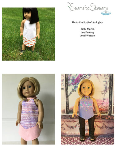 Seams to Streams 18 Inch Modern Halter My Opinion Dress or Top 18" Doll Clothes Pattern Pixie Faire