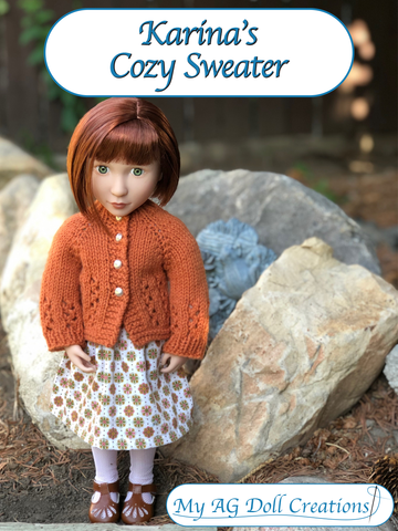 My AG Doll Creations A Girl For All Time Karina's Cozy Sweater AGAT Doll Knitting Pattern Pixie Faire