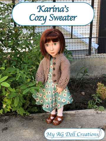 My AG Doll Creations A Girl For All Time Karina's Cozy Sweater AGAT Doll Knitting Pattern Pixie Faire