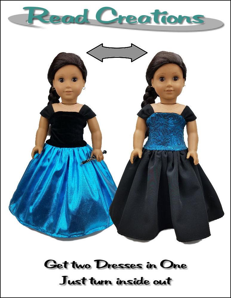 Read Creations 18 Inch Modern Reversible Fancy Dress 18" Doll Clothes Pattern Pixie Faire