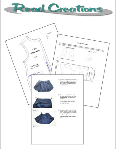 Read Creations 18 Inch Modern Riding Jacket 18" Doll Clothes Pattern Pixie Faire
