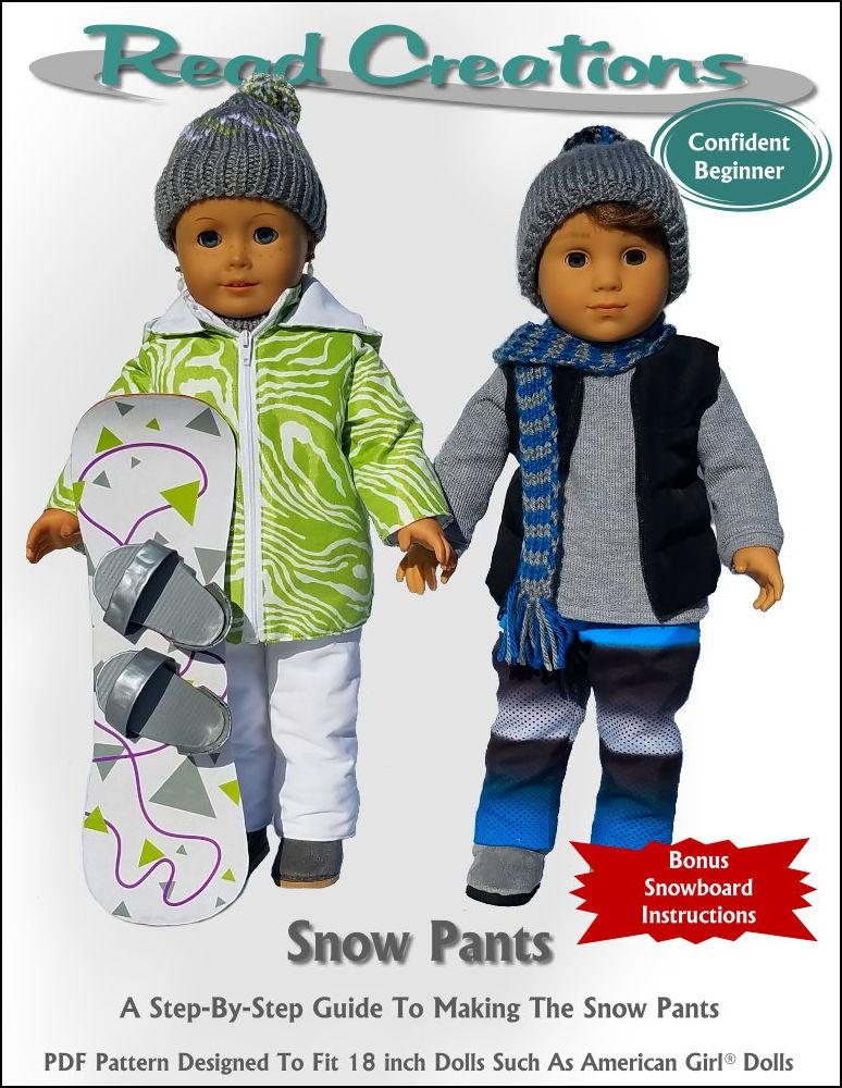 Read Creations 18 Inch Modern Snow Pants 18" Doll Clothes Pattern Pixie Faire