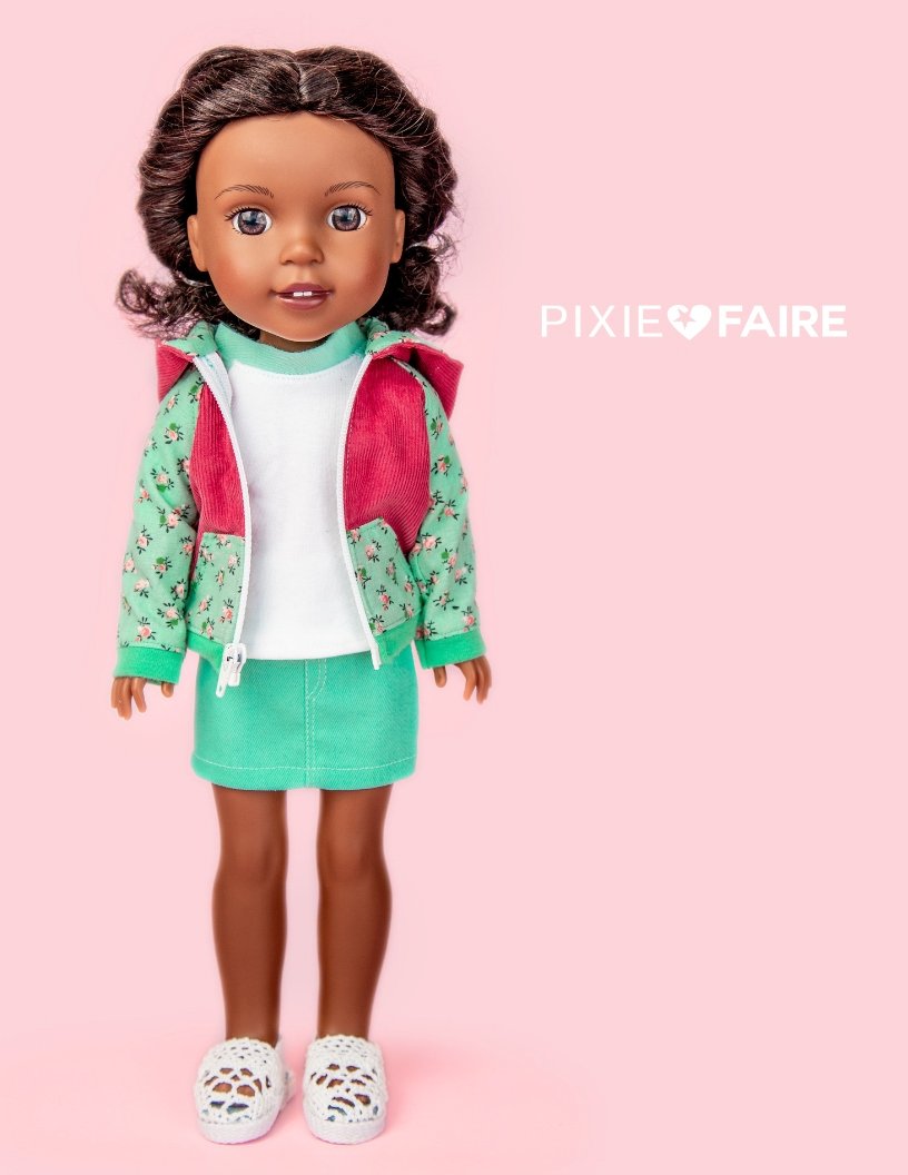 QTπ Doll Clothing WellieWishers Rough N Tumble Hoodie 14.5" Doll Clothes Pattern Pixie Faire