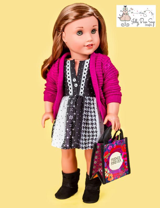 Jelly Bean Soup Designs 18 Inch Modern Alivia Dress 18" Doll Clothes Pattern Pixie Faire