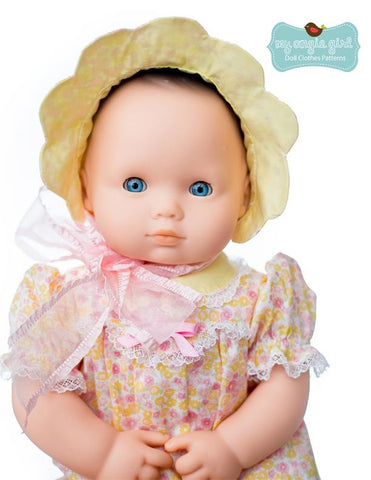 My Angie Girl Bitty Baby/Twin Scalloped-Yoke Dress and Bonnet 15" Baby Doll Clothes Pixie Faire