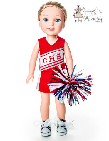 Jelly Bean Soup Designs WellieWishers Junior Cheerleader 14.5" Doll Clothes Pattern Pixie Faire