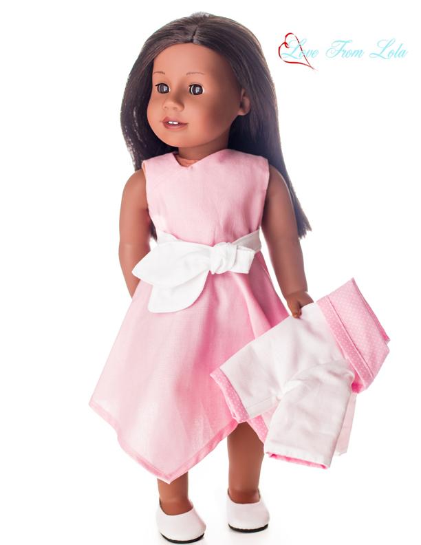 Love From Lola 18 Inch Modern Off Center Dress 18" Doll Clothes Pattern Pixie Faire