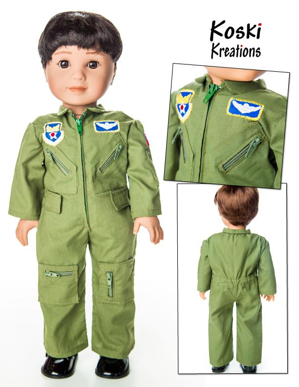Koski Kreations 18 Inch Modern Flight Suit 18" Doll Clothes Pattern Pixie Faire