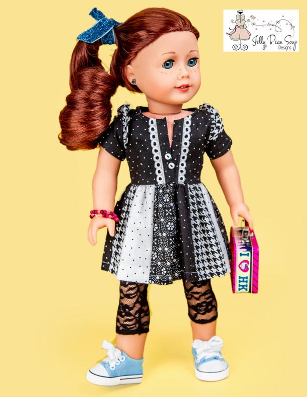 Jelly Bean Soup Designs 18 Inch Modern Alivia Dress 18" Doll Clothes Pattern Pixie Faire