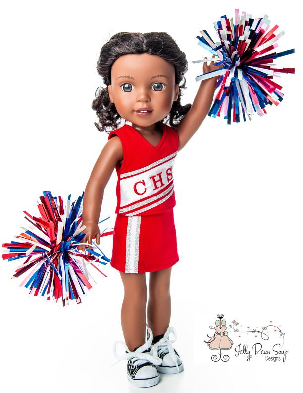 Jelly Bean Soup Designs WellieWishers Junior Cheerleader 14.5" Doll Clothes Pattern Pixie Faire