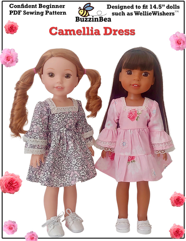 BuzzinBea 18 Inch Modern Camellia Dress 14.5" Doll Clothes Pattern Pixie Faire