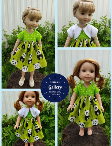 Jelly Bean Soup Designs WellieWishers Wellington Dress and Shrug 14.5" Doll Clothes Pattern Pixie Faire