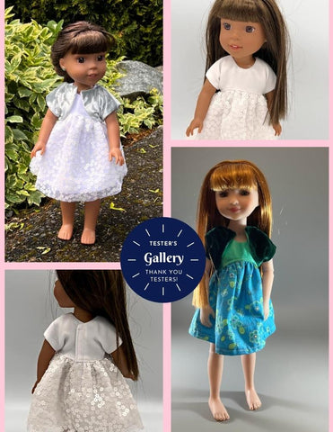 Jelly Bean Soup Designs WellieWishers Wellington Dress and Shrug 14.5" Doll Clothes Pattern Pixie Faire
