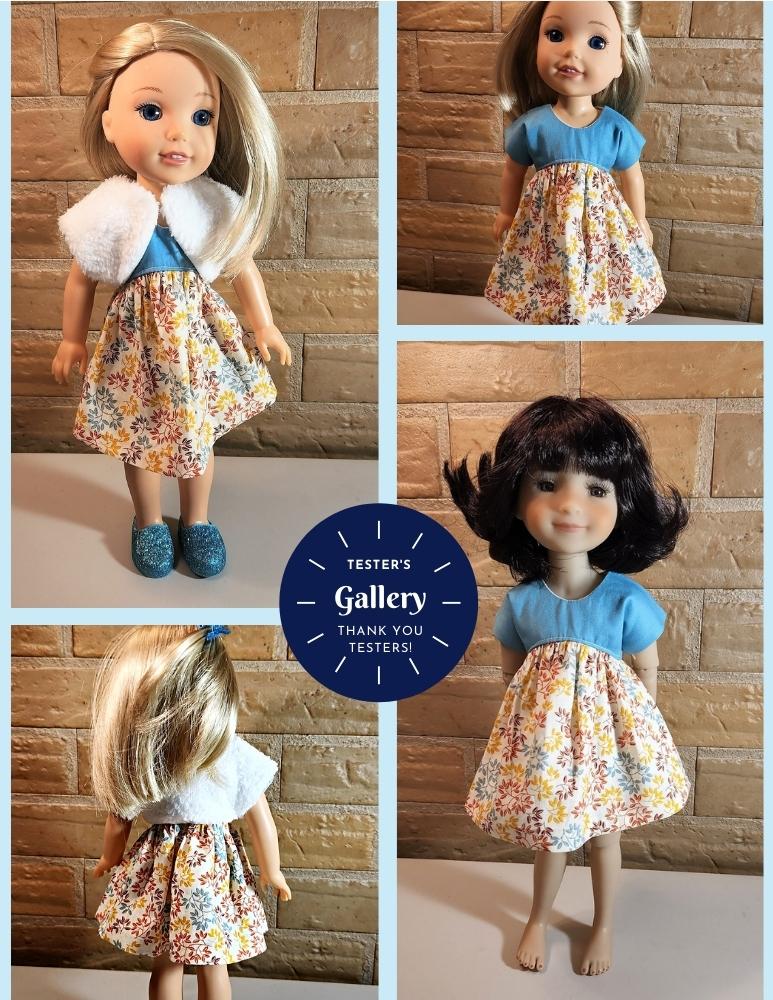 Jelly Bean Soup Designs WellieWishers Wellington Dress and Shrug 14.5" Doll Clothes Pattern Pixie Faire