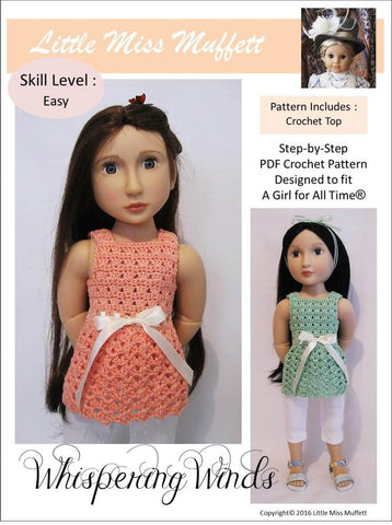 Little Miss Muffett A Girl For All Time Whispering Winds Crochet Pattern for AGAT Dolls Pixie Faire