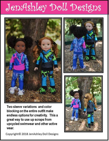 Jen Ashley Doll Designs WellieWishers Wild and Wacky Sweatsuit 14.5" Doll Clothes Pattern Pixie Faire