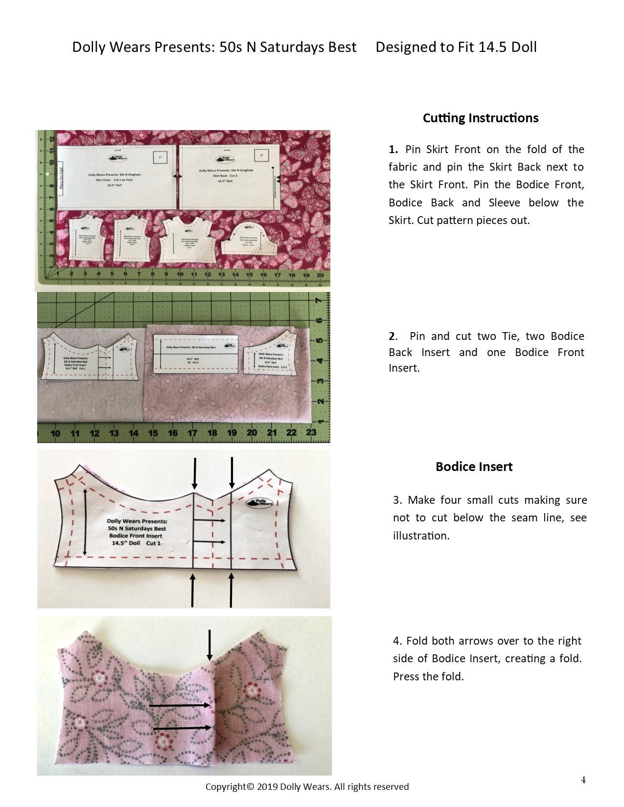 Dolly Wears WellieWishers 50s N Saturdays Best 14.5" Doll Clothes Pattern Pixie Faire