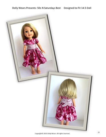 Dolly Wears WellieWishers 50s N Saturdays Best 14.5" Doll Clothes Pattern Pixie Faire